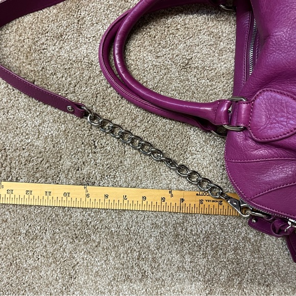 Audrey Brooke Large Leather Fuchsia 3 compartment Satchel- NWT - Picture 8 of 14